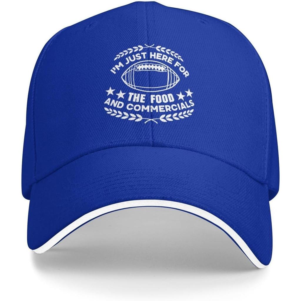 Funny Football Season I'm Just Here for Food and Commercials Baseball Cap Polyester Casual Adult Hat