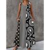 Women Sleeveless Dress Round Neck with 3D Print Long Maxi Dress for Summer Beach Vacation Casual Wear