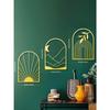 Gold Iron 3Pcs Bohemian Metal Leaves Wall Art, Minimalist Line Design Modern Decor for Bedroom Living Bathroom, Gift