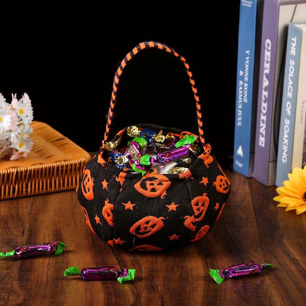Cloth Pumpkin Candy Bucket Gifts Pouch Stuffed Cotton Tote Bags Funny Halloween Candy Bag  Gift