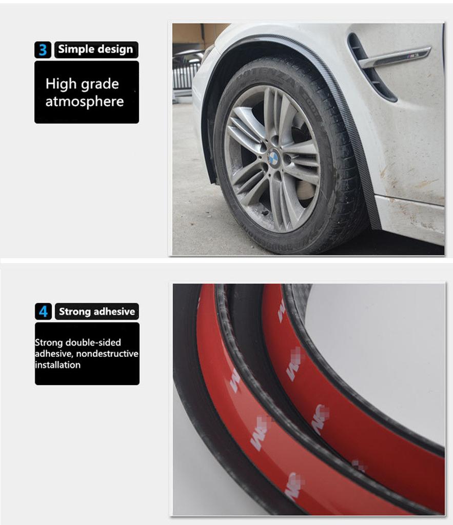 2Pc Fender Flares Wheel Protector Rubber Lip Trim Protective 150cm  for All Car