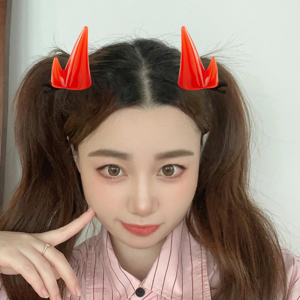 2PCS Devil Horn Hair Clip For Halloween Cosplay Costume Party Hair Accessories Cartoon Hairpins For Women Girls Adults