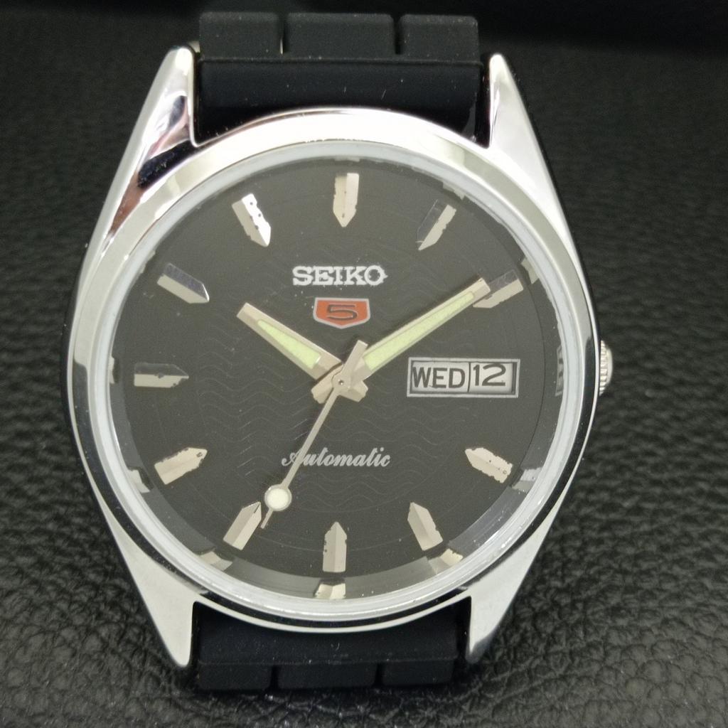 REFURBISHED SEIKO 5 AUTOMATIC 6309A JAPAN MENS VINTAGE BLACK WATCH a701730-5 R206c-a701730