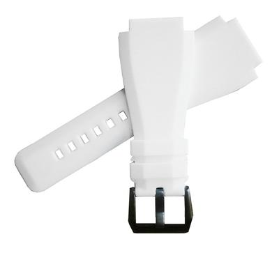 King Watch Parts Compatible with Bell Ross BR03 Rubber Strap Aftermarket Part 24mm White PVD [Import Original] - & BR01, - - - -