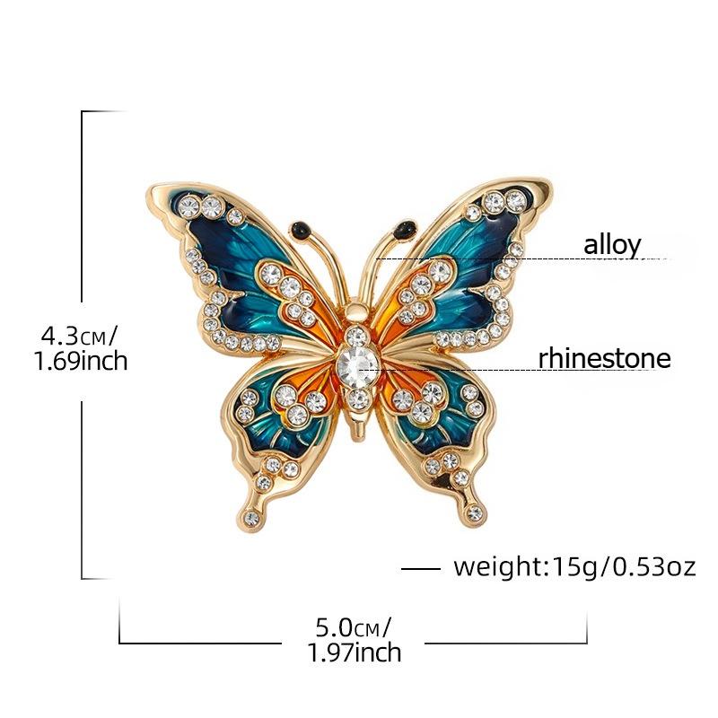 High end enamel, painted butterfly brooch, women's fashion, drip oil inlaid with diamonds, Christmas gift, Stocking stuffers, Valentine's Day gift