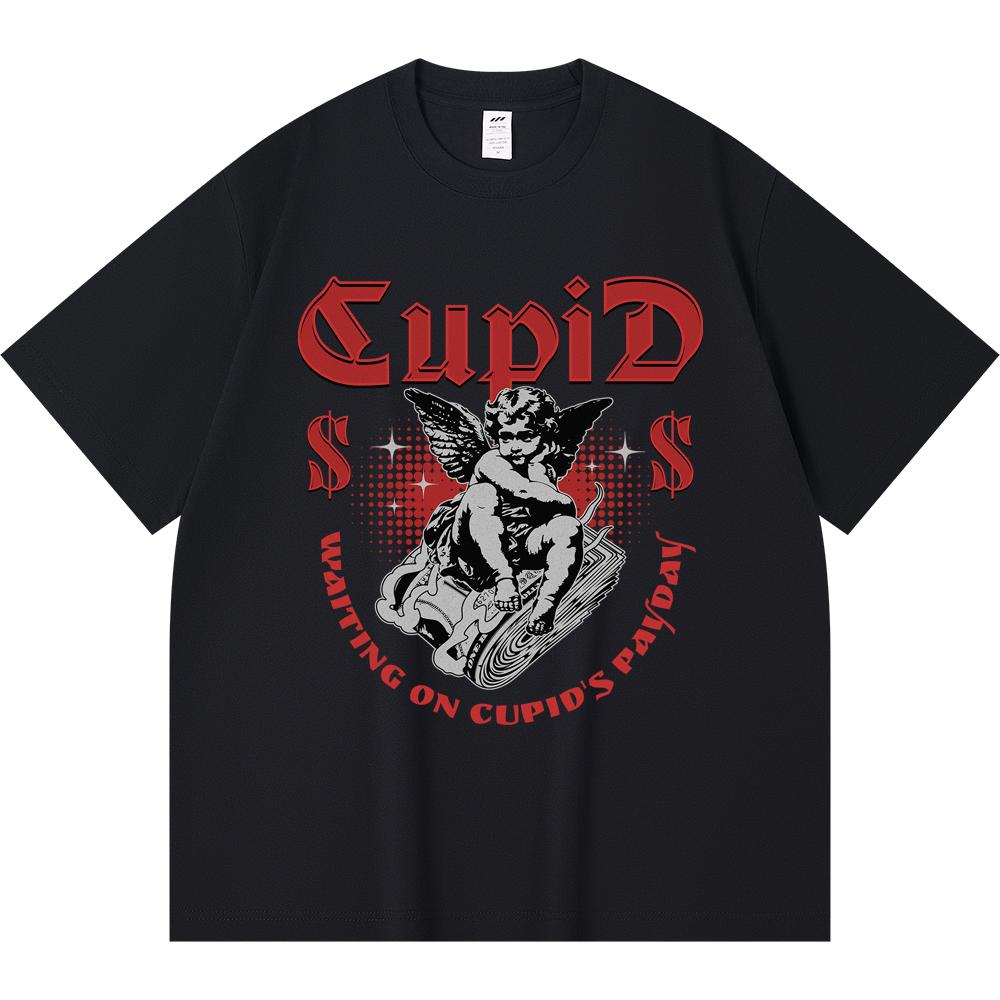 

230GSM 100% Cotton T-Shirt Cupid Cash Print Tees Funny Harajuku Style Combed Cotton Tshirt XS абрикосовый