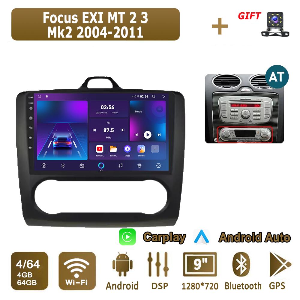 Android Carplay Car Radio For Ford Focus EXI MT 2 3 Mk2 Mk3 2004-2011 Multimedia Player Head Unit Stereo GPS Navigation BT WIFI 4+64GB