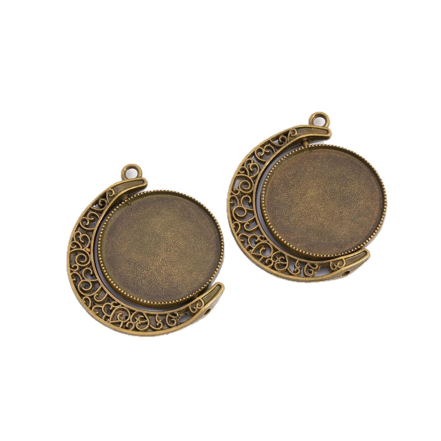 

30mm Moon Hollow 360° Rotating Jewelry Base - DIY Alloy Accessory Glass Piece