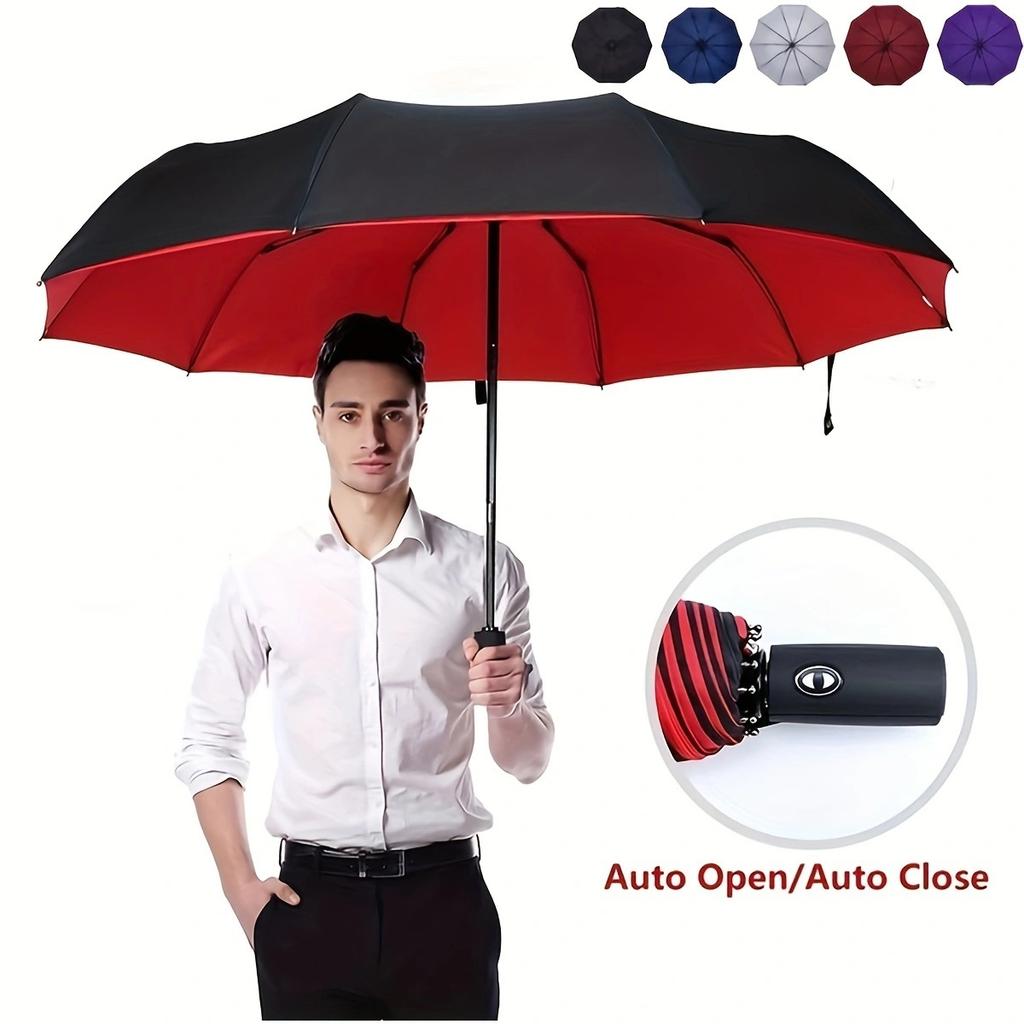 10 Bone Double Layer Automatic Umbrella Clear Umbrella Automatic Folding Umbrella Windproof Reinforcement Thickened Umbrella