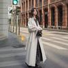 Women's Extra Long Grey Trench Coat, Spring/Autumn 2025, Ankle-Length Casual Outerwear