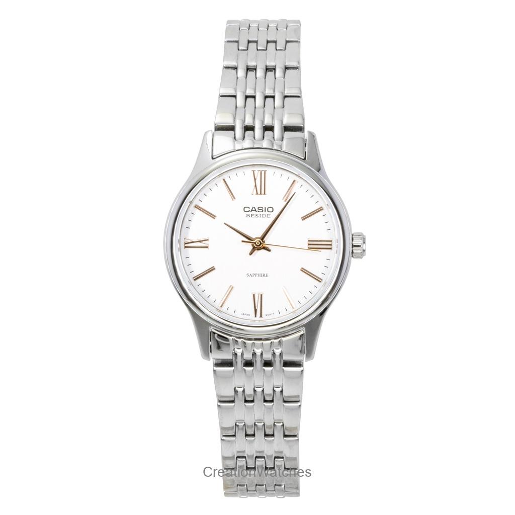 Casio Beside Analog Stainless Steel White Dial Quartz BLS-100D-7AV Women s Watch белый