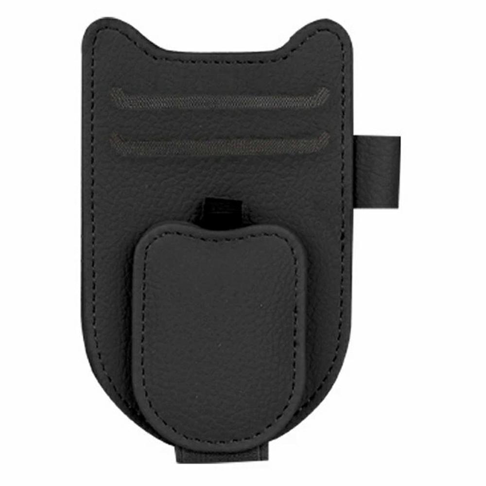 Multi-Functional Sunglasses Holder for Car Sun Visor Clip On PU Leather Card Organizer with Pen Loop