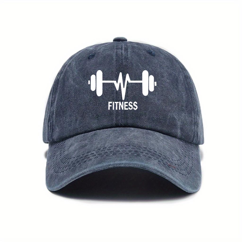 Dumbbell Print Baseball Cap for Male and Female Fitness Enthusiasts, Outdoor Leisure Running Sports Sun Protection Hat