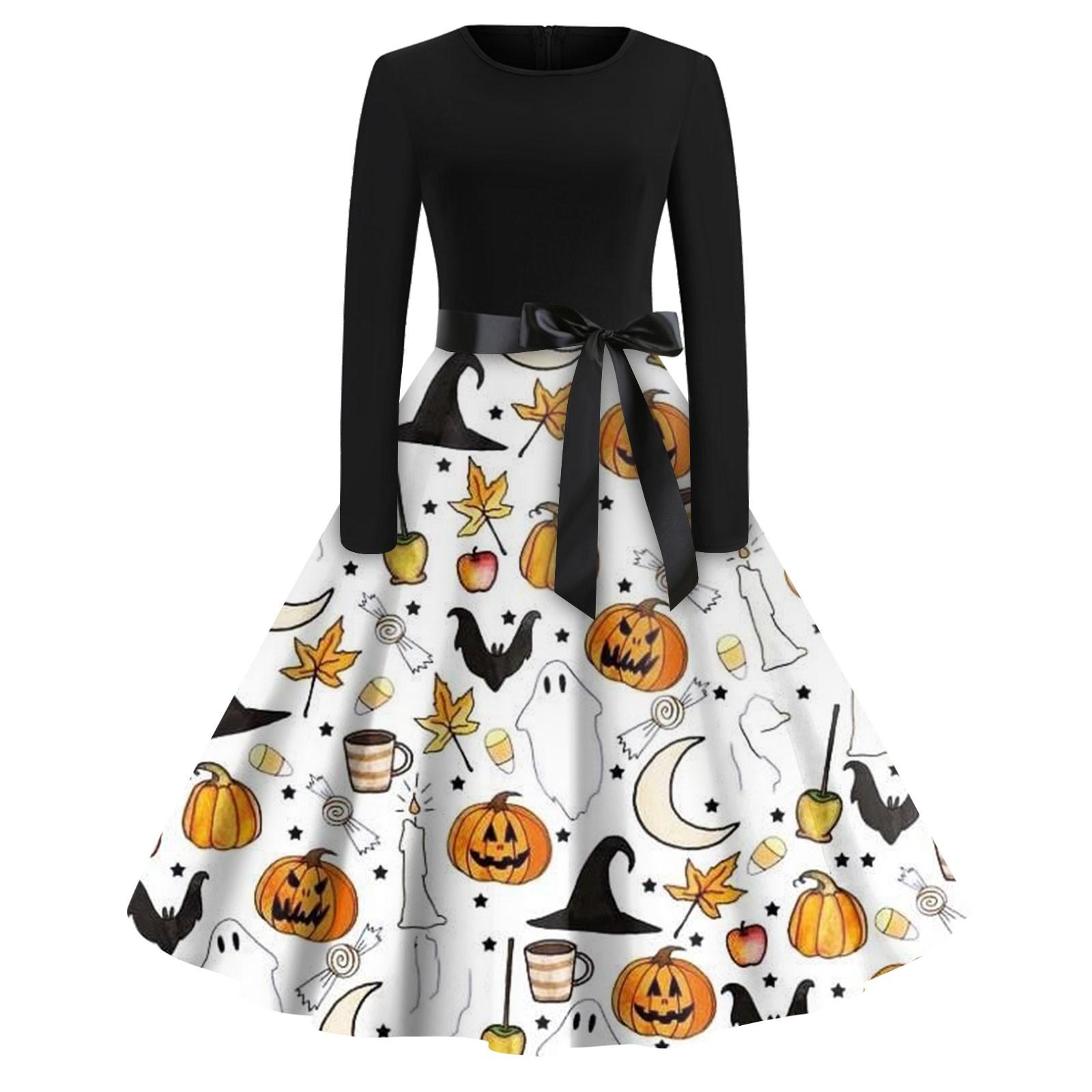 

Женское винтажное классическое платье с длинным рукавом и принтом, свободное платье с круглым вырезом M жёлтый