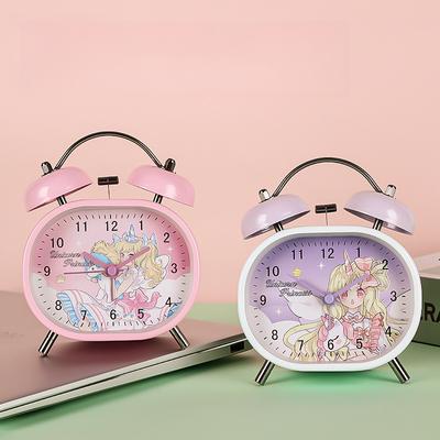Cute Cartoon Children's Alarm Clock for Students Dormitory To Wake Up for New Alarm Clock Metal Ringing Silent Luminous Clock