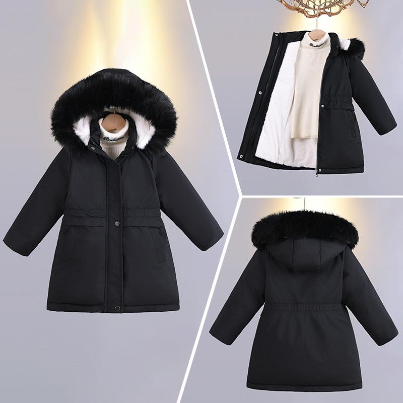 Children's Fashionable Cotton-padded Clothes with Fleece and Thickened Cotton-padded Jackets, Girls' Casual Down Cotton-padded Clothes