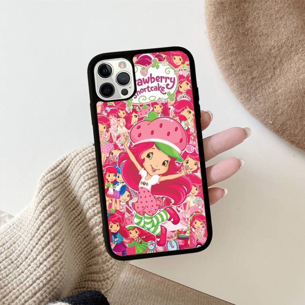 S-Strawberry Cartoon S-Shortcake Girl For IPhone 17 16 15 14 13 12 11 Pro Max Plus Mini PC+TPU Back Phone Cover