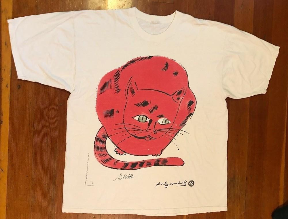 Vintage 1996 Andy Warhol ; Sam the Cat Art Graphic Tee; XL Soft Distresse Unisex T-Shirt XXXXL