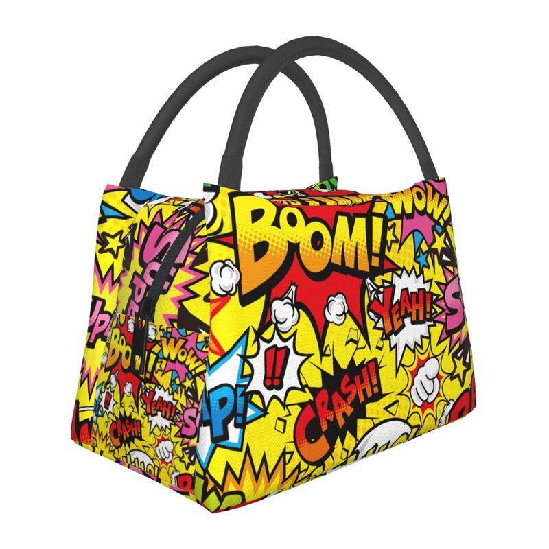 

American Comic Book Collection Pop Art Thermal Lunch Bag Portable Insulated Bento Tote for Picnic Work Reusable Packed Lunch Box