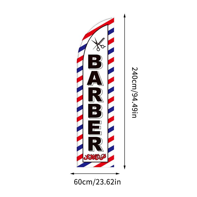 Barber Shop Flag Single-Side Barber Shop Flag Banner Black Sleeve Decorative Flags Big Size