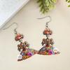 Flower Halloween And Skull Pattern Women Earrings For Celebration Festival