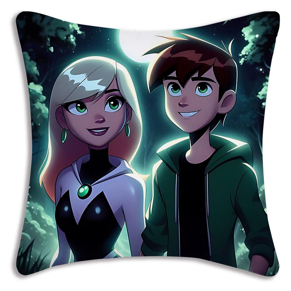 Pillow Covers Cartoon B-Ben 10 Cool Cartoon Sofa Decorative Home Double-Sided Printing Short Plush Cute Cushion Cover