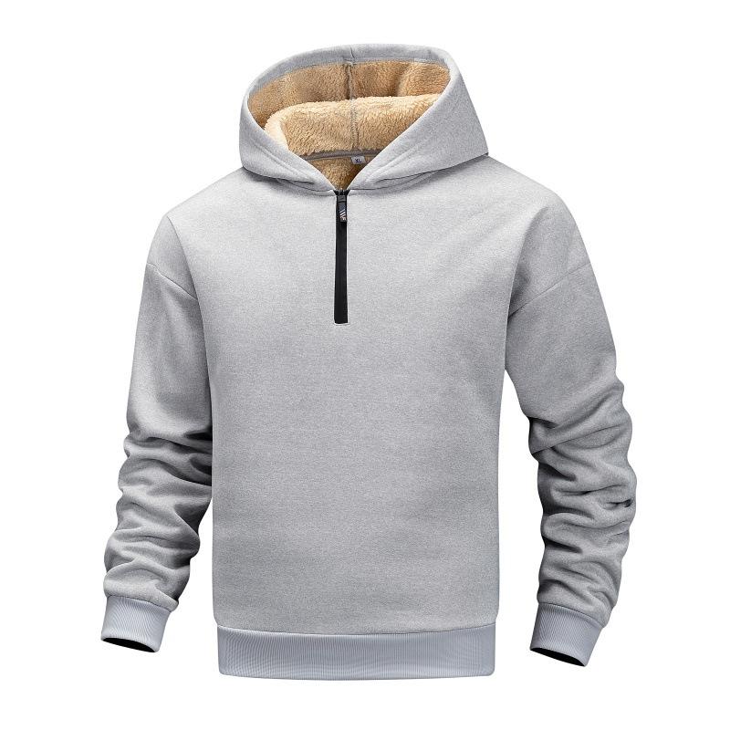 

Мужское худи из флиса ягненка, толстое бархатное, плюс большой свободный теплый плащ XXXL серый