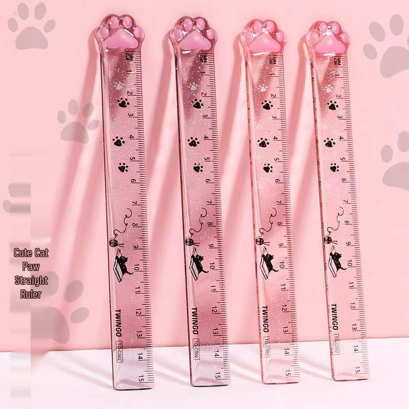 Twingo Cat Paw 15cm Gradient Ruler - Creative Transparent Stationery