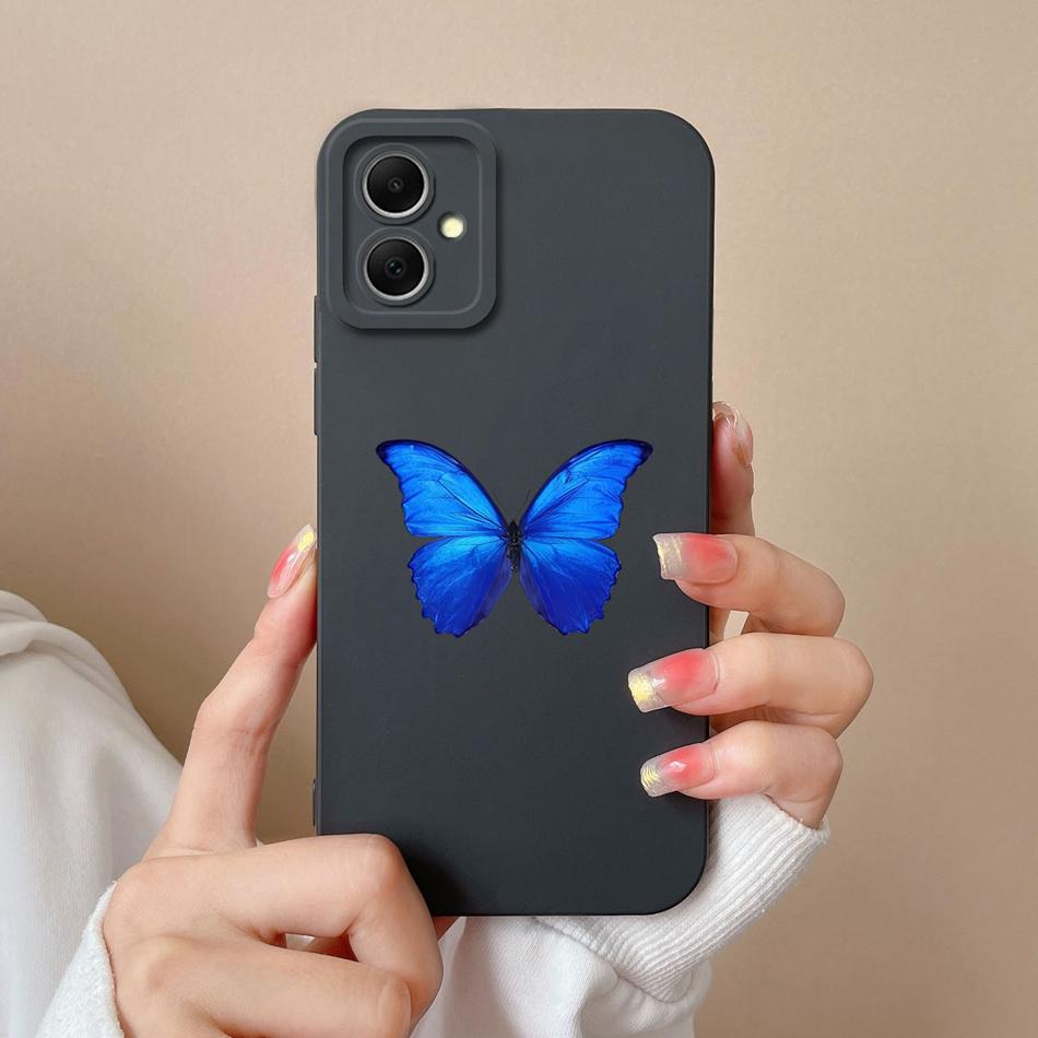 For Samsung Galaxy A06 Phone Case Heart-Butterfly Funda For Samsung A 06 Back Cover Camera Protection Liquid Silicone Bumper