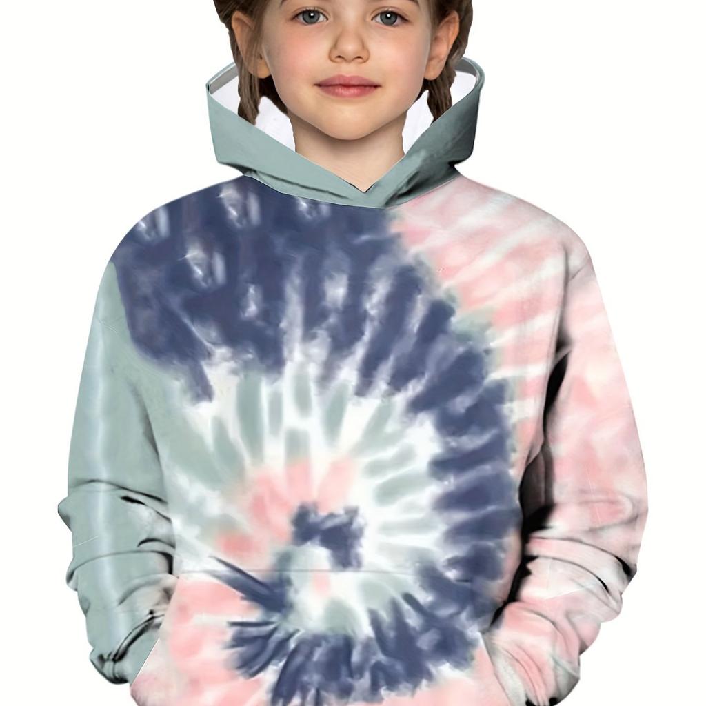 Kids Clothes Girl Hoodies Long Sleeve 3D Tie-Dye Print Children Spring Fall Clothes Casual Stylish Girl Clothes Outdoor Cute Top