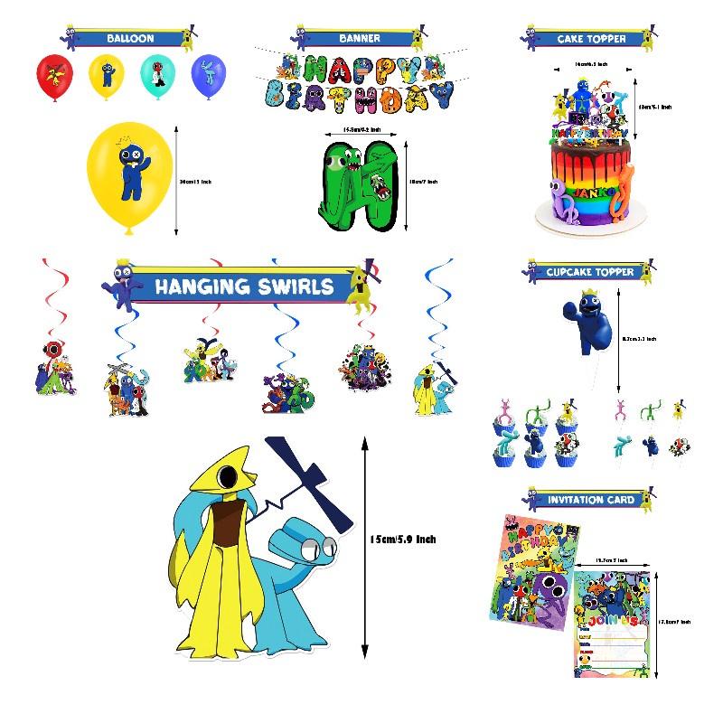 Rainbow Friend 2 Birthday Party Set Decorate With Vibrant Rainbow Theme Includes Cake Topper, Balloons, And More!