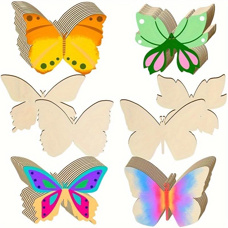 10Pcs Wooden Butterfly Unfinished Wood Butterflies for Crafts Blank Slices Cutouts for Painting DIY Unfinished Wooden