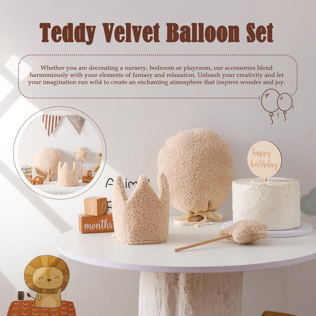 Baby Birthday Party Crown Set Teddy Velvet Hat Headband Magic Wand Toy Kid Birthday Party Magic Wand Crown Decoration Baby Gifts