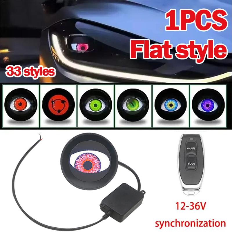 

3-дюймовый светодиодный автомобильный динамический Devil Eye с большим светом, динамическими зрачками, дистанционным управлением, 33 режима, автомобильный свет, 3D-модификация линз, Eagle Eye