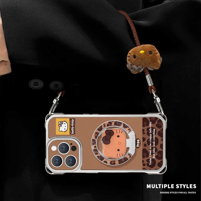 Leopard Print Cat Bracket Is Suitable for Apple 11promax Mobile Phone Case Iphone11 Four-corner Lanyard 11 Maillard 11.