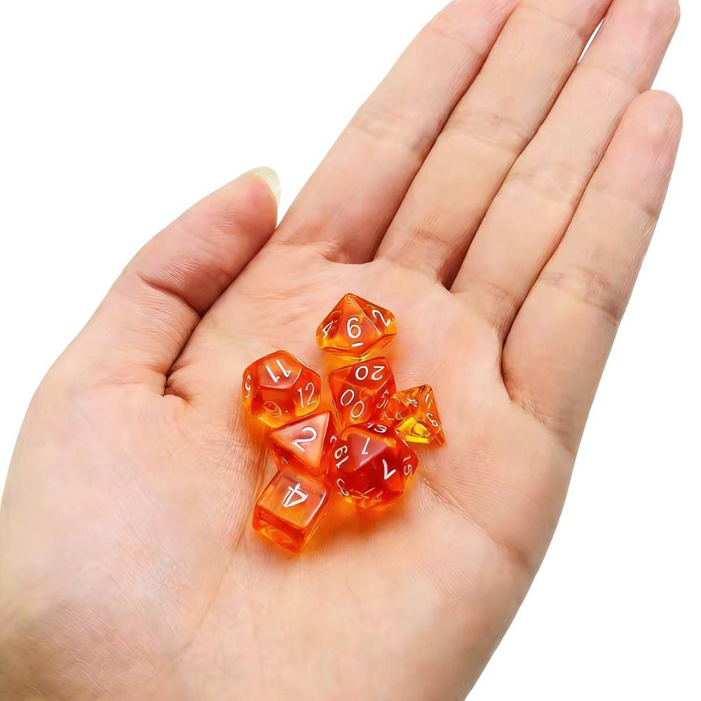 7pcs Plastic Transparent Polyhedral Dice With a Black Bag Role-playing Desktop Game Accessories Set YMY