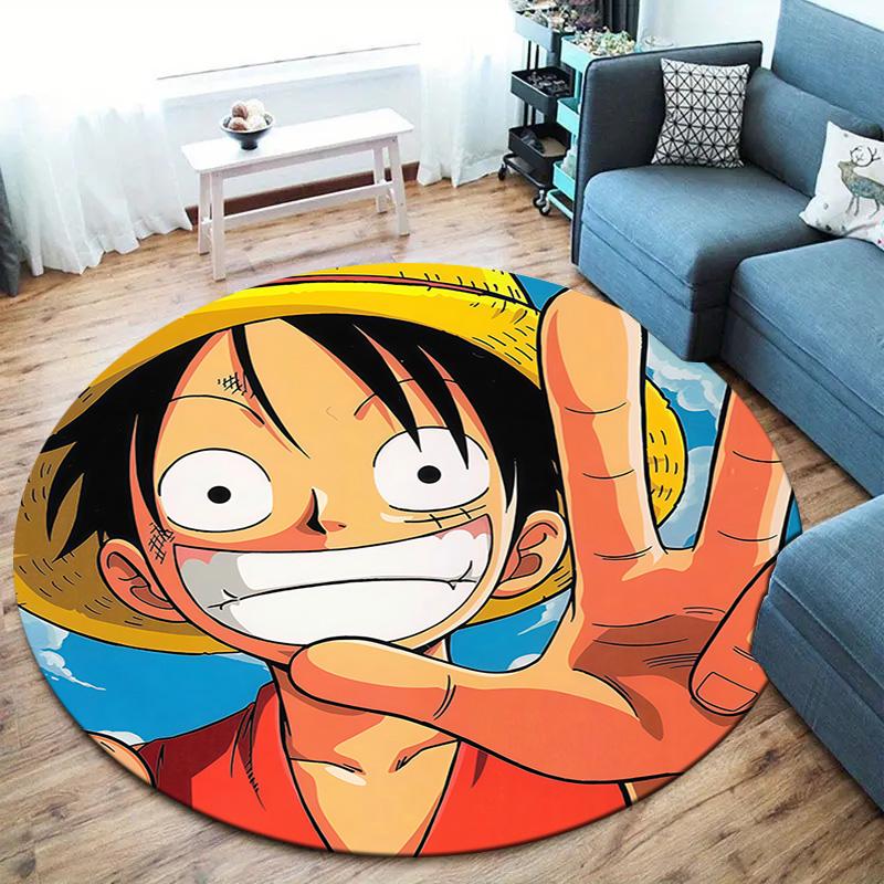 One Piece Monkey D Luffy Round Area Rug Carpet Rug For Living Room Bedroom Sofa Playroom Decor Nonslip Floor Mat