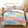 Rainbow Duvet Cover Twin Queen Kawaii Clouds Star Dream Castle Print Comforter Cover Microfiber Cartoon Bedding Set For Boy Girl