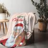 Manta de Lançar Papai Noel Padrão de Veado de Natal Cobertor Aconchegante de Lã Roupa de Cama Presente Festivo de Feriado Decoração de Casa Rena Navidad Feriado Se