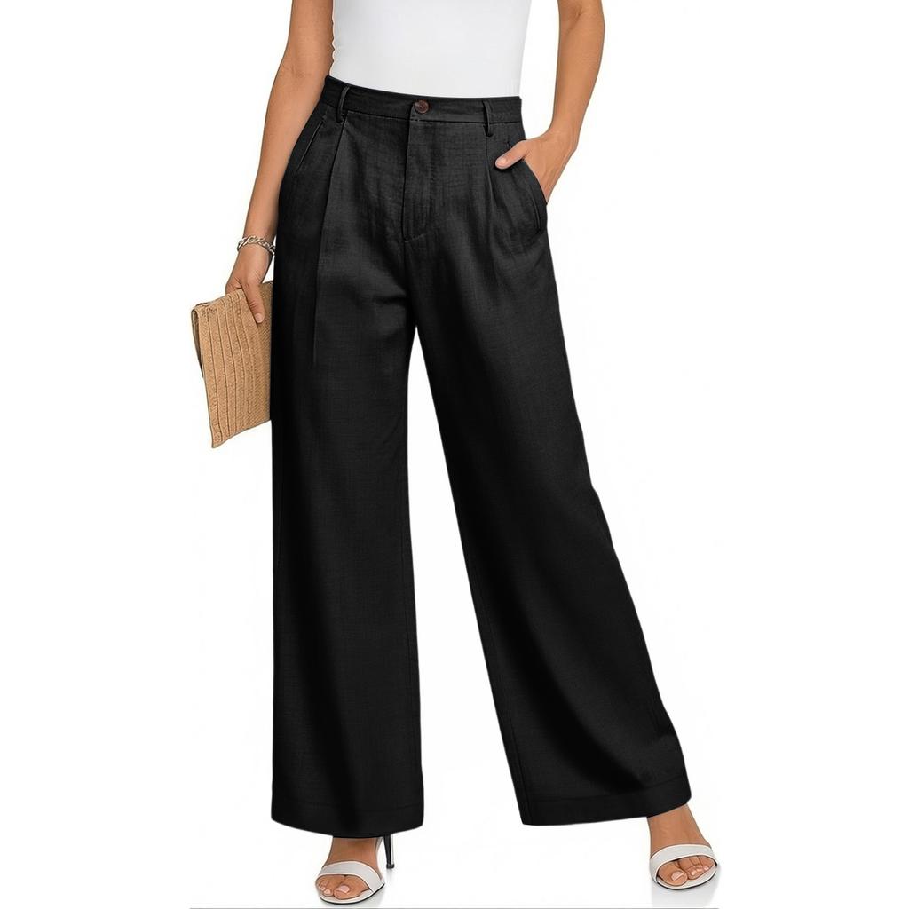 Ladies' Color Casual Fashion Breathable Loose Cotton And Linen Pants