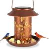 Solar Light Bird Feeder Outdoor Waterproof, Hollow Iron Art with Hummingbird Pattern, Decorative Garden Light for Outdoor & Gift