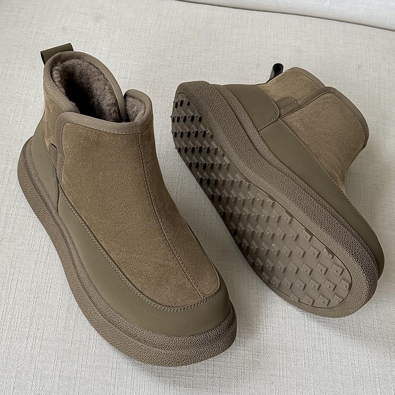 Snow boots fur integrated thickened velvet autumn new casual thick-soled non-slip warm wool large cotton shoes
