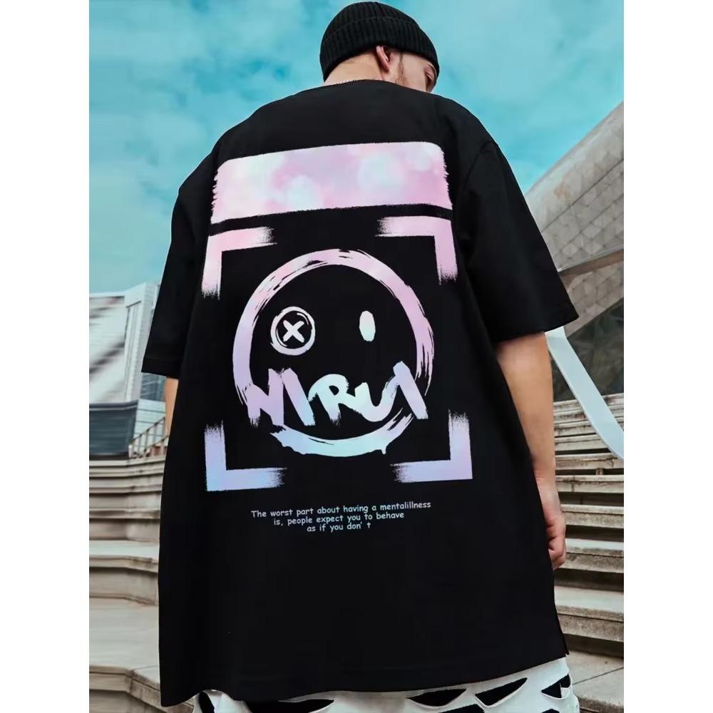 Summer New Casual Loose T-shirt Short Sleeved Men's Fashion Loose Printing Large 8XL Hip Hop Couple Wear Half Sleeve Cotton Top