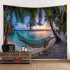 Beautiful Beach Coconut Tree Landscape Tapestry Polyester Fabric tapestry Wall Hanging Bohemian Wave Theme House Decoration