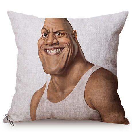 The Rock Face Dwayne Portrait Sofa Cushion Cover American Actor Johnson Pattern Decorative Cotton Linen Throw Pillow Case