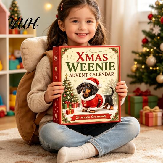 Feiertagskalender 3D Dackel Adventskalender mit 24 einzigartigen Mini-Hundefiguren, Kreatives Weihnachtsgeschenk Spielzeugset für Kinder, Sammlerstück