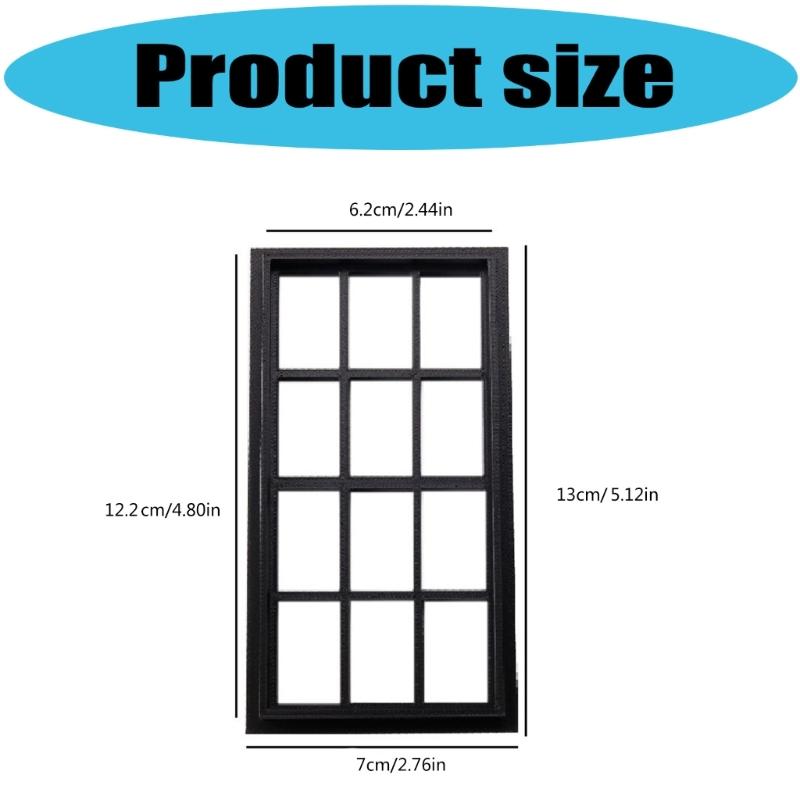 Lightweight Plastic Dollhouses Window 1/12 Scale Miniature Frames For Customizable Home Decors Projects