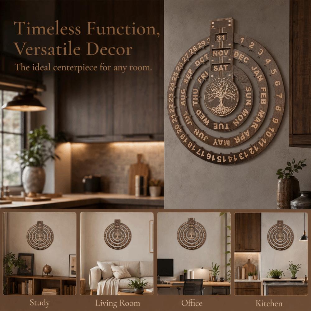 Moon Phase Display Rotating Calendar 12.01X10.83in Desk Calendar Living Room Decor