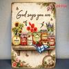 1pc Vintage Sunflower Hummingbird Metal Tin Sign, Bible Verse Floral Retro Farmhouse Kitchen Decor, 7.87x1