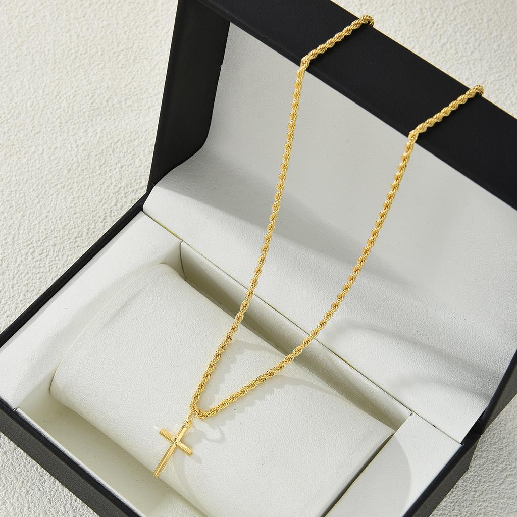 Fashion Cross Pendant Necklace For Women Men Simple Gold Silver Black Color Twisted Chain Unisex Necklaces Punk Hip Hop Jewelry